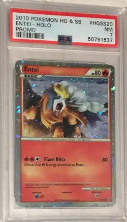 2010 Pokemon HGSS Black Star Promo PSA 7 Shining Legend Entei #HGSS20 SHINY HOLO - Image 1