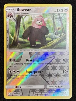 Bewear 112/149 2017 Sun & Moon Base Set Pokemon Card Reverse Holo Rare - Nm - Image 1