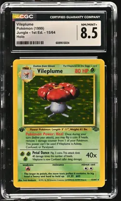 CGC 8.5 Vileplume 1999 Jungle 1st Edition 15/64 Holo Pokemon Card - Image 1