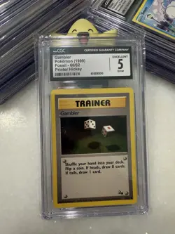 RARE Nintendo Error Printer Hickey CGC 5 Fossil #60 Trainer Gambler Pokemon Card - Image 1