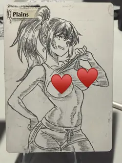 MTG Altered Art Anime Girl Pencil Hand Drawn - Image 1