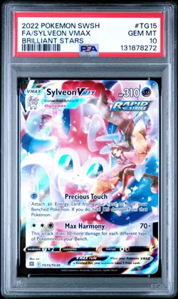 2022 Pokemon Sword & Shield Brilliant Stars Full Art Sylveon VMAX #TG15 PSA 10 - Image 1
