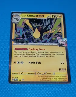 Pokemon TCG Iono’s Kilowattrel SVP 182 Journey Together Prerelease STAFF Promo A - Image 1