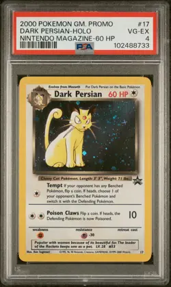 2000 POKEMON BLACK STAR PROMO #17 DARK PERSIAN HOLO PSA 4 VG-EX - Image 1