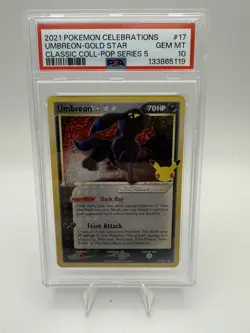 2021 POKEMON CELEBRATIONS CLASSIC COLLECTION #17 UMBREON-GOLD STAR PSA 10 - Image 1