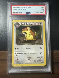 2000 Pokemon Rocket Unlimited #51 Dark Raticate Graded PSA 7 - Image 1