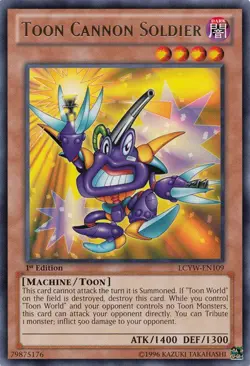 Yugioh! LP Toon Cannon Soldier - LCYW-EN109 - Rare - Unlimited Edition Lightly P - Image 1