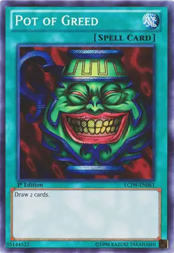 Yugioh! MP Pot of Greed - LCJW-EN061 - Secret Rare - 1st Edition Moderately Play - Image 1