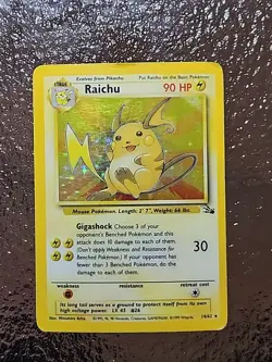 Pokemon TCG Raichu 14/62 Holo Base Set Card Vintage WOTC - Image 1