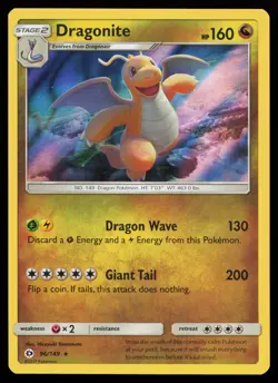 Dragonite 96/149 Holo Rare SM Base Set Pokemon Card - Image 1