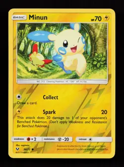 Minun 34/73 Common Shining Legends Reverse Holo Pokemon Card - Image 1