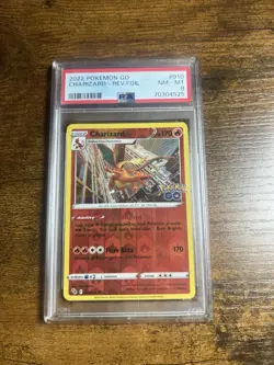 POKEMON CARD CHARIZARD Rev Foil 10 POKEMON GO STAMP #10 GRADED PSA 8 - Image 1
