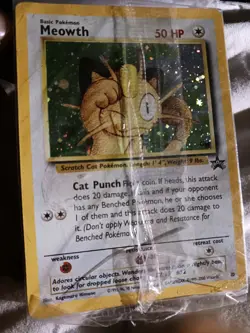 POKEMON TCG MEOWTH BLACK STAR PROMO BLACK STAR STAMPED HOLO SEALED #52 VTG CARD! - Image 5