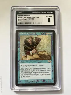MTG Card Stroke Of Genius - CGC 8 Urza’s Saga Magic The Gathering NM/Mint - Image 1