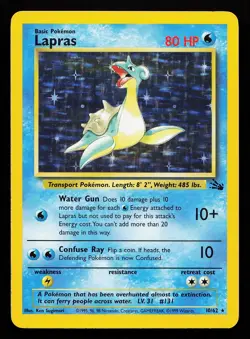 Lapras 10/62 Holo Rare Fossil Pokemon Card - Image 1