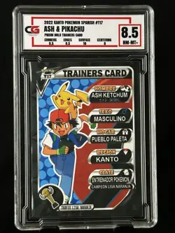 Ash Pikachu Trainer Card CG 8.5 Pokemon PSA CGC Graded Card Prism Spanish - Image 1