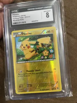 Pikachu 27/111 - XY Furious Fists Common - Pokemon Card Lightly Played CGC 8 - Image 1