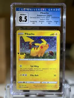 CGC 8.5 NM/MINT General Mills 2021 Pikachu Sequin Holo Pokemon Card SWSH039 - Image 1