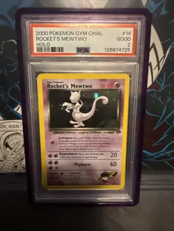 Rockets Mewtwo Holo Card 14/132 PSA 2 Pokemon Gym Challenge - Image 1