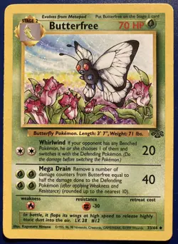 Butterfree 33/64 1999 Jungle Non-Holo English Pokemon Card FREE SHIPPING! - Image 1