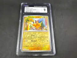 PIKACHU 018/091 POKEMON PALDEAN FATES HOLO REVERSE HOLO CGC 9 - Image 1