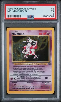 1999 Pokemon Jungle #6 Mr. Mime Holo PSA 5 - Image 1