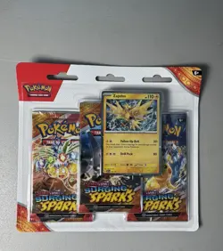 2x Pokemon TCG Surging Sparks 3-Pack Blister w/ Zapdos Promo (Sealed) - LOT of 2 - Image 2