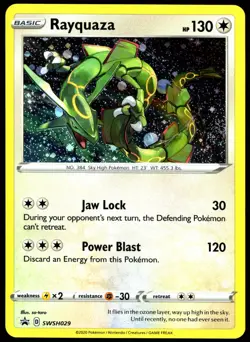 Pokemon TCG Rayquaza SWSH029 Sword & Shield Cosmos Holo Black Star Promo - LP - Image 1