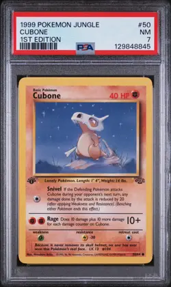 1999 POKEMON JUNGLE 1ST ED #50 CUBONE PSA 7 - Image 1