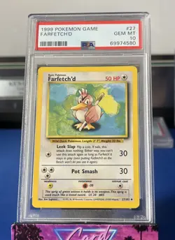 1999 Pokemon FARFETCH'D Base Set Unlimited 27/102 PSA 10 - Image 1