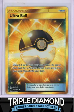 2017 Pokemon Sun & Moon Base Set #161/149 Ultra Ball Gold Secret Rare R860 - Image 1