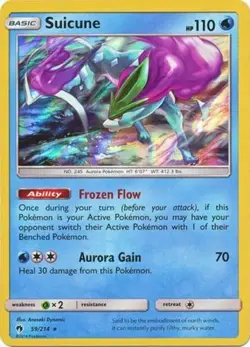 1x Suicune - 59/214 - Holo Rare NM-Mint Pokemon SM08 - Lost Thunder - Image 1