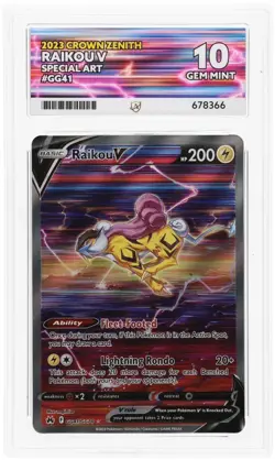 ACE 10 Raikou V GG41/GG70 Crown Zenith Holo Pokemon Card - Gem Mint - Image 1