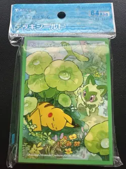 Pokemon Center Japan Exclusive Card Sleeves - Pikachu and Sprigatito (64-Pack) - Image 1