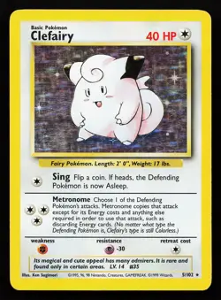 Clefairy 5/102 Holo Rare Base Set Pokemon Card - Image 1