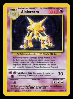Alakazam 1/102 Holo Rare Base Set Pokemon Card - Image 1