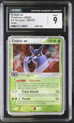CGC 9 MINT Crobat ex 2005 EX Deoxys 96/107 Holo SWIRL Pokemon Card - Image 1