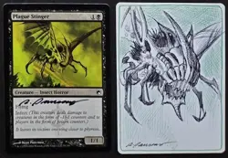 SKETCHED MtG Magic Ryan Pancoast _ Scars SOM Artist Proof _ PLAGUE STINGER _1/50 - Image 1