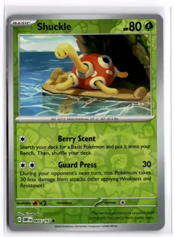 Pokemon TCG Shuckle 005/197 Sv03: Obsidian Flames Reverse Holo - Image 1
