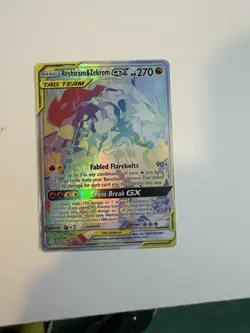Reshiram & Zekrom GX 259/236 NM RAINBOW SECRET RARE Cosmic Eclipse Pokemon Card - Image 1