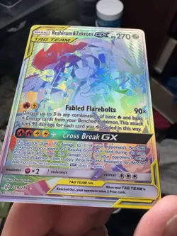 Reshiram & Zekrom GX 259/236 NM RAINBOW SECRET RARE Cosmic Eclipse Pokemon Card - Image 3
