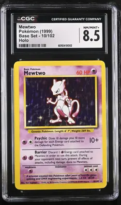 CGC 8.5 Mewtwo 1999 Base Set 10/102 Holo Pokemon Card - Image 1