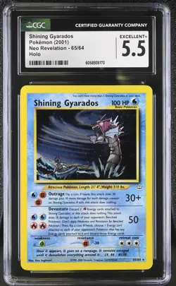 CGC 5.5 Shining Gyarados 2001 Neo Revelation 65/64 Holo Pokemon Card - Image 1