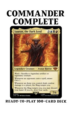 Sauron, the Dark Lord LotR RING TEMPTS YOU ORCS Magic MTG Custom Commander Deck - Image 1