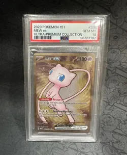 Pokemon TCG 2023 Ultra Premium Collection Mew EX Metal Promo PSA 10 - Image 1