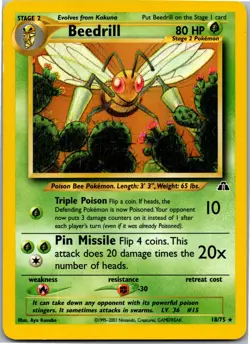 Beedrill - Neo Discovery 18/75 - Rare - NM Pokemon TCG - Image 1