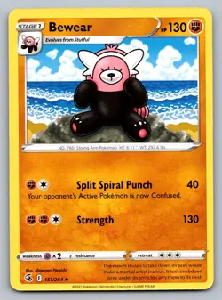 Pokemon TCG SWSH08: Fusion Strike Bewear 151/264 - Image 1