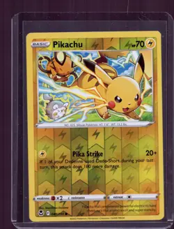 2022 Pokemon SWSH Silver Tempest Pikachu Reverse Holo #049/195 - Image 1
