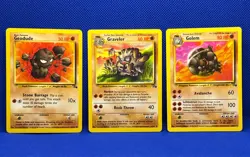 Pokemon Tcg Geodude 47/62 Graveler 37/62 Golem 36/62 Fossil set Non Holo - Image 1