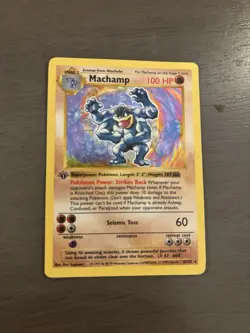 Pokemon TCG Machamp Shadowless 1st Edition Holo Rare Card 8/102 - Image 1